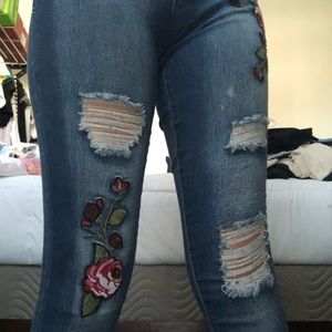 ripped jeans with patches